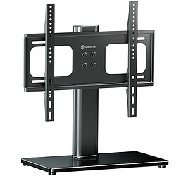 ONKRON Pied de Table Verre Trempé pour 26 - 55 Pouces Tele, Support TV sur Pied de 30 kg - Pied de Tele Universel VESA 75x75 - VESA 400x400/Support TV Montage sur Table Hauteur Réglable PT1-B Noir