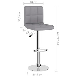 vidaXL Tabourets de bar lot de 2 gris clair tissu pas cher