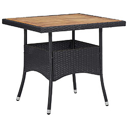 vidaXL Table d'extérieur Noir Résine tressée et bois d'acacia solide