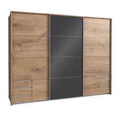 Pegane Armoire à portes coulissantes en Imitation chêne poutre - L270 x H210 x P65 cm