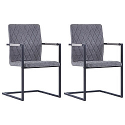 Decoshop26 Lot de 2 chaises de salle à manger cuisine cantilever design moderne synthétique gris foncé CDS020327