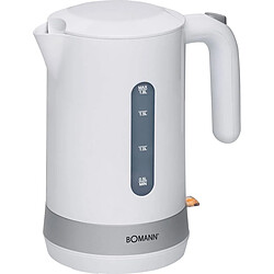 Bouilloire electrique sans fil 1,8L, sans BPA, élément chauffant dissimulé, 2200, Blanc, Bomann, WK 5012 CB