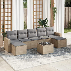 Maison Chic Salon de jardin avec coussins 8 pcs | Ensemble de Table et chaises | Mobilier d'Extérieur beige résine tressée -GKD79674