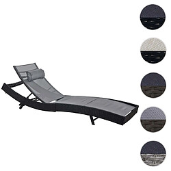 Mendler Chaise longue Savannah, polyrotin, bain de soleil ~ anthracite, enveloppe gris 