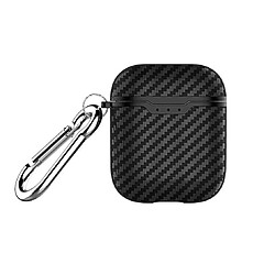 Shot Coque Effet Carbone pour AirPods 1 APPLE Boitier de Charge Silicone Design Housse Protection (NOIR)