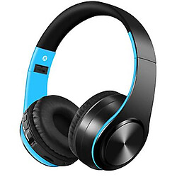 Universal Écouteurs Bluetooth sans fil, casque pliable stéréo haute définition (noir + bleu) 