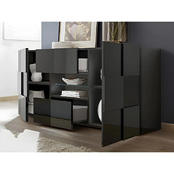 Vente-Unique Buffet CALISTO - LEDs - 2 portes & 2 tiroirs - Anthracite laqué