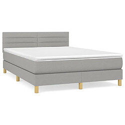 vidaXL Sommier à lattes de lit avec matelas Gris clair 140x190cm Tissu