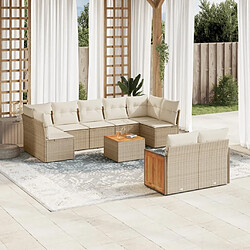 Maison Chic Salon de jardin avec coussins 10 pcs | Ensemble de Table et chaises | Mobilier d'Extérieur beige résine tressée -GKD97281