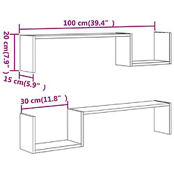 vidaXL Étagères murales 2 pcs Chêne fumé 100x15x20cm Bois d’ingénierie pas cher