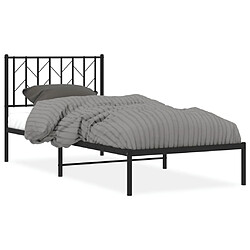 Maison Chic Cadre/structure de lit métal et tête de lit pour adulte - Lit Moderne Chambre noir 90x200 cm -MN74482