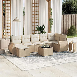 vidaXL Salon de jardin avec coussins 8 pcs beige résine tressée