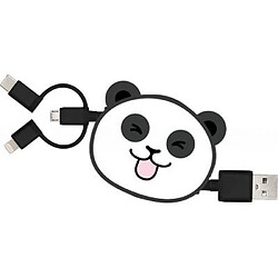 YELLO KOKO Câble 3 en 1 Suzy USB A/micro USB & USB C & Lightning 1m Panda Blanc 