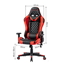 FOXSPORT Fauteuil gamer ergonomique, chaise de gaming,fauteuil gaming pivotant pour jeux videos, livestream playstation avec coussins lombaire et appui-tête, dossier haut (rouge)