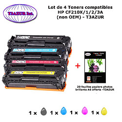 4 Toners génériques HP CF210X,1,2,3A ,HP 131X pour HP LaserJet Pro 200 color M251, M276+ 20f papiers photos A6 -T3AZUR 