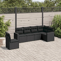 vidaXL Salon de jardin 6 pcs avec coussins noir résine tressée 