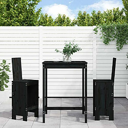 Maison Chic Table de bar et chaises d'extérieur 3 pcs,Ensemble de bar de jardin pour relax noir bois de pin massif -GKD374888