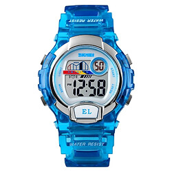 Wewoo Montre sport Femmes Transparent Digital Watch de imperméable à l'eau avec LED (Bleu)