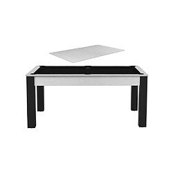 Jardindeco Billard convertible table 6 personnes Texas + plateau dinatoire blanc bois et noir (tapis)