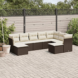 Maison Chic Salon de jardin avec coussins 9 pcs, Ensemble Tables et chaises de jardin, marron résine tressée -GKD760896