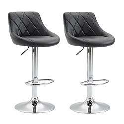 Decoshop26 2x Tabourets de bar en synthétique noir pivotant avec repose-pieds TDB10085 