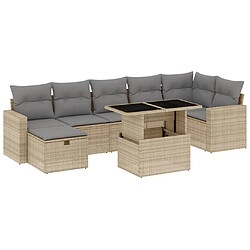 vidaXL Salon de jardin avec coussins 8 pcs beige résine tressée