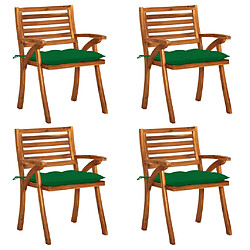 vidaXL Chaises de jardin avec coussins lot de 4 Bois de teck solide