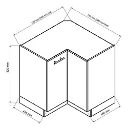 Pegane Meuble bas d'angle de cuisine coloris blanc -longueur 90 x profondeur 90 x hauteur 82 cm