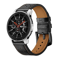 Wewoo Bracelet pour montre connectée appliquer la sangle de sport en cuir à œillets Samsung Galaxy Watch Active 22 mm Noir 