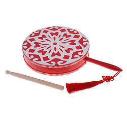 1 set rouge main percussion fan tambour avec des bâtons de danse tambour 8 pouces