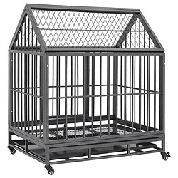 Acheter vidaXL Cage pour chien avec roues et toit Acier 92x62x106 cm