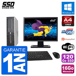 PC HP 6305 Pro SFF Ecran 22" AMD A4-5300B RAM 16Go SSD 120Go Windows 10 Wifi - Occasion