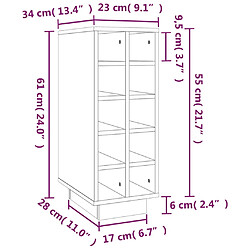 vidaXL Armoire à vin 23x34x61 cm Bois de pin massif pas cher