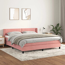 vidaXL Sommier à lattes de lit avec matelas Rose 160x200 cm Velours 