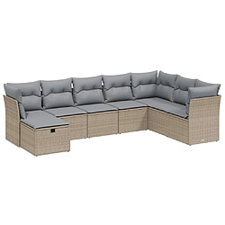 vidaXL Salon de jardin avec coussins 8pcs mélange beige résine tressée