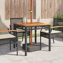 Avis Maison Chic Table de jardin | Table d'extérieur noir 80x80x75 cm résine tressée et bois acacia -GKD13179