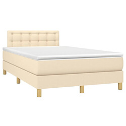 Avis Sommier à lattes LED,Cadre à lattes de lit avec matelas pour Adulte Crème 120x200 cm Tissu -MN96694