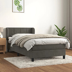 Maison Chic Lit Adulte - Lit simple Lit à sommier tapissier et matelas moelleux - Meuble de Chambre - Gris foncé 90x200 cm Velours -MN66477