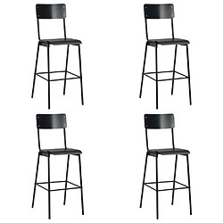 vidaXL Chaises de bar lot de 4 noir contreplaqué solide et acier