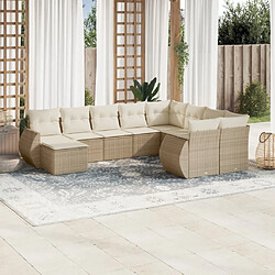 Maison Chic Salon de jardin avec coussins 10 pcs | Ensemble de Table et chaises | Mobilier d'Extérieur beige résine tressée -GKD46991