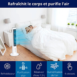 Avis TOUR POLAIRE DELUXE - POWER TOWER Ventilateur mobile 4 niveaux/ Veilleuse Led 3 intensités - VENTEO - Refroidisseur par évaporation jusqu'à 16heures de refroidissement - Réservoir 1.5L + pain de glace réutilisable