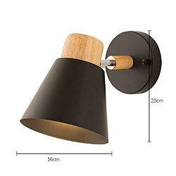 Universal Applique murale en bois 10W lampe murale rotative à 90 ° Noir