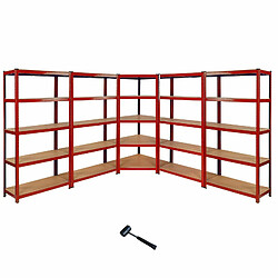 Monstershop Monster Racking 1 Rayonnage d'Angle Z-Rax Rouge et 4 Rayonnages Z-Rax Rouges en Acier Sans Boulons 90cm x 45cm x 183cm