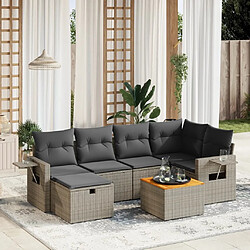 Maison Chic Salon de jardin avec coussins 7 pcs, Ensemble Tables et chaises de jardin, gris résine tressée -GKD330662