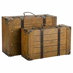 Jeu de valises Alexandra House Living Marron PVC Bois Métal Vintage 31 x 17 x 45 cm 40 x 24 x 13,5 cm Décoratif 2 Pièces 