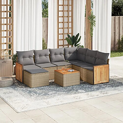 Maison Chic Salon de jardin avec coussins 8 pcs | Ensemble de Table et chaises | Mobilier d'Extérieur beige résine tressée -GKD24336