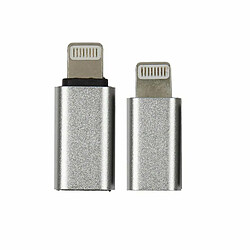 Paris Prix Lot de 2 Adaptateurs USB Port Lightning 2cm Gris 