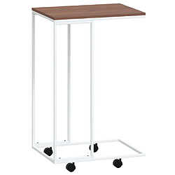 vidaXL Table d'appoint avec roues Blanc 40x30x63,5cm Bois d'ingénierie