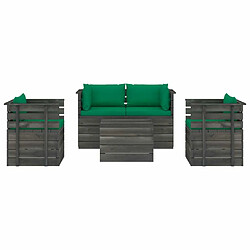 Avis Maison Chic Salon palette de jardin 5 pcs avec coussins,Table et Chaises d'extérieur,Mobilier de jardin Bois de pin massif -MN79995