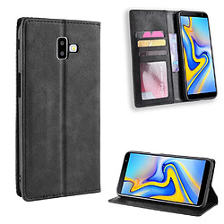 Etui en PU style vintage auto-absorbé noir pour votre Samsung Galaxy J6 Plus 